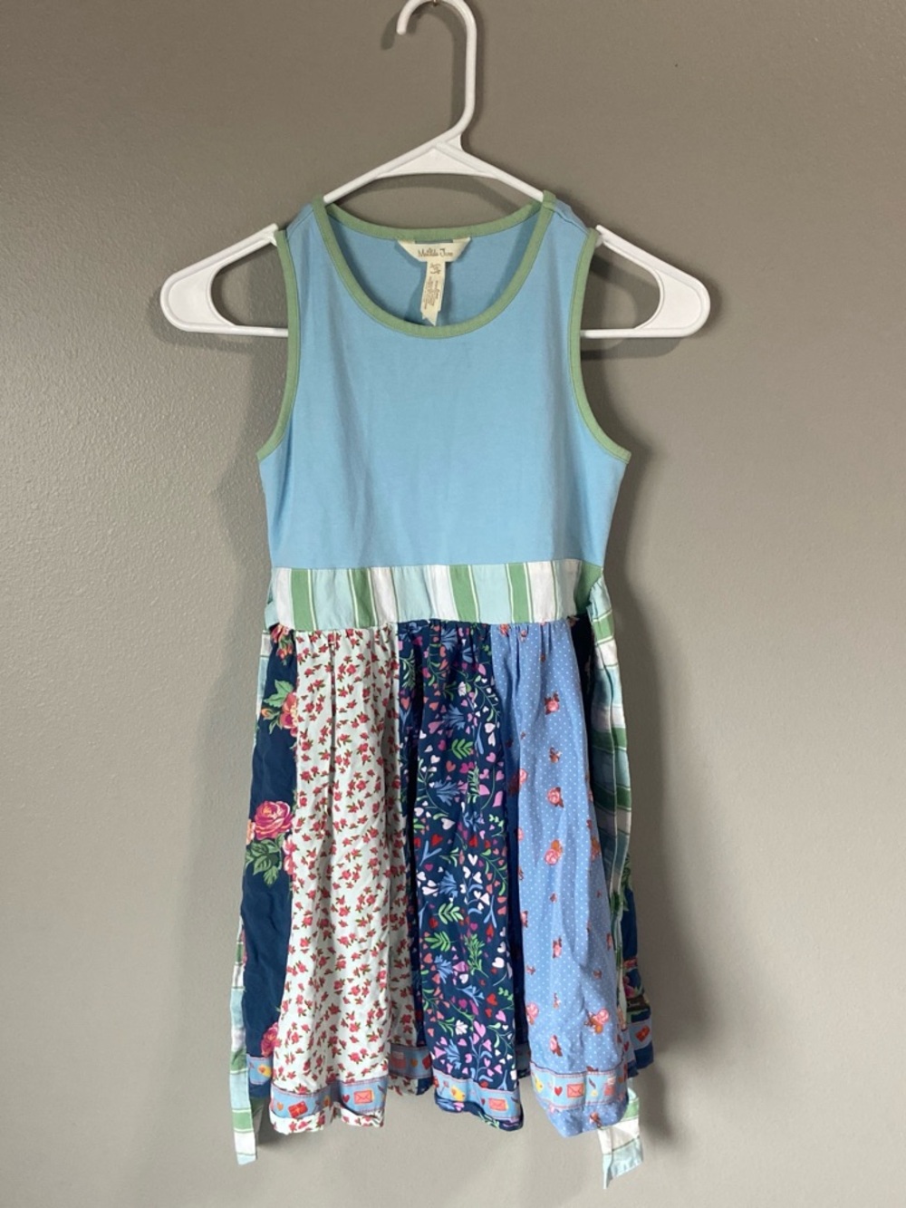 Matilda Jane Sky Blue Tank with Multi-Print Patchwork Skirt